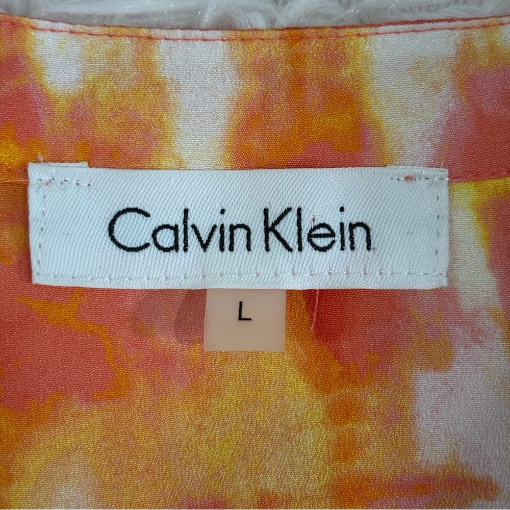 Calvin Klein Womens Coral Yellow Button Up Top Size Large Office Career - Picture 3 of 7
